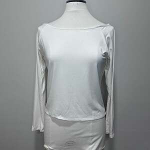 AMADI Ivory Boat Neck Long Sleeve Raglan Top, Sz L